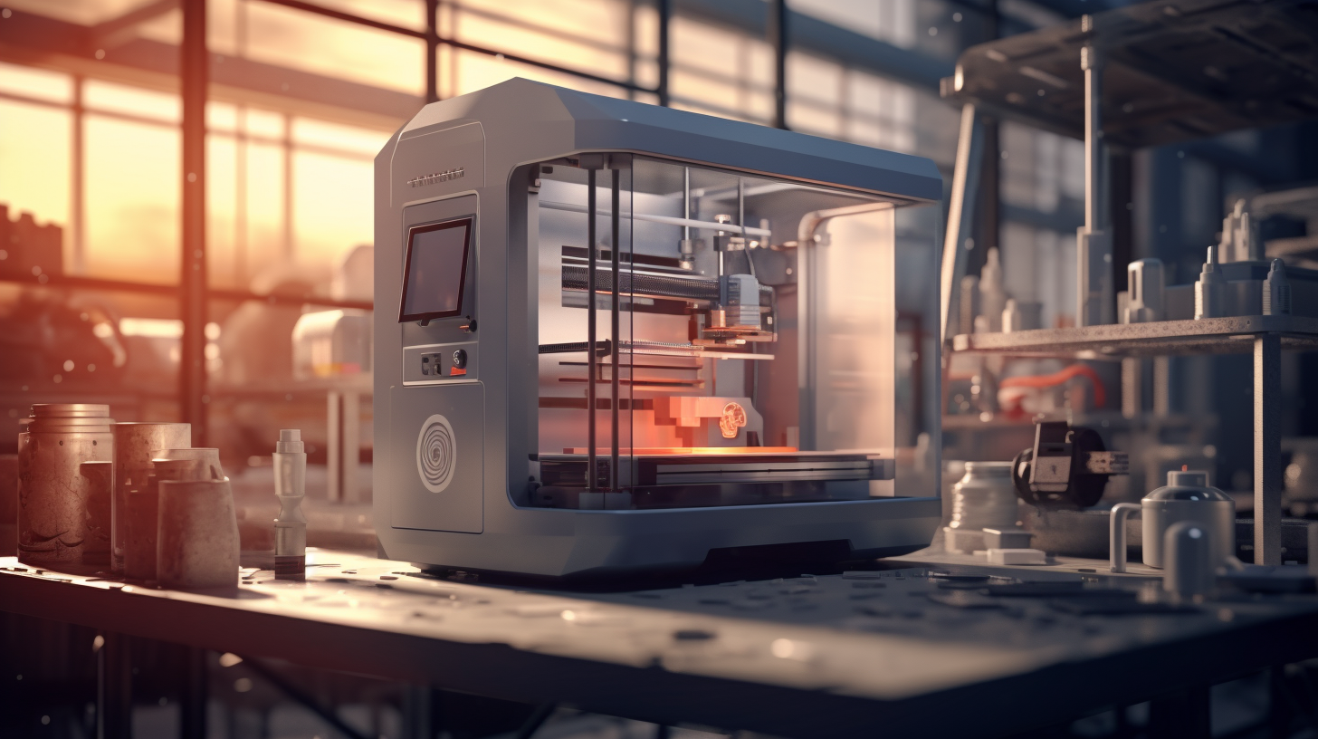 Realistic 3D Printer in Factory