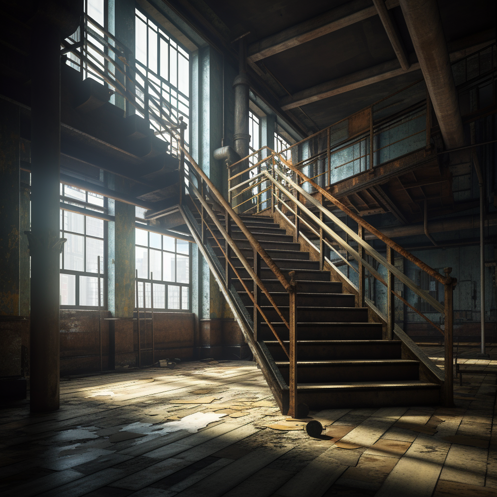 Industrial factory hall stairs