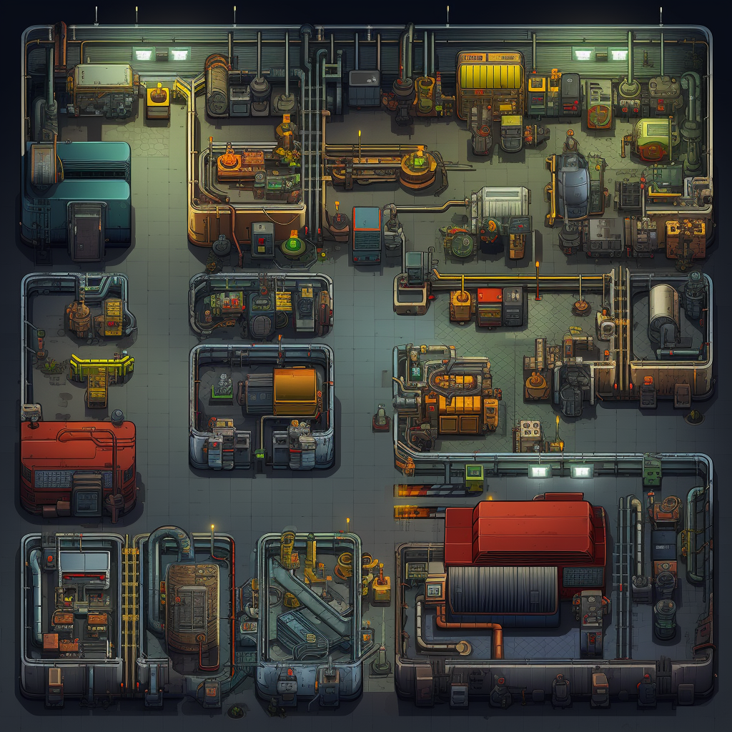 Factory from Above in Retro Game Style