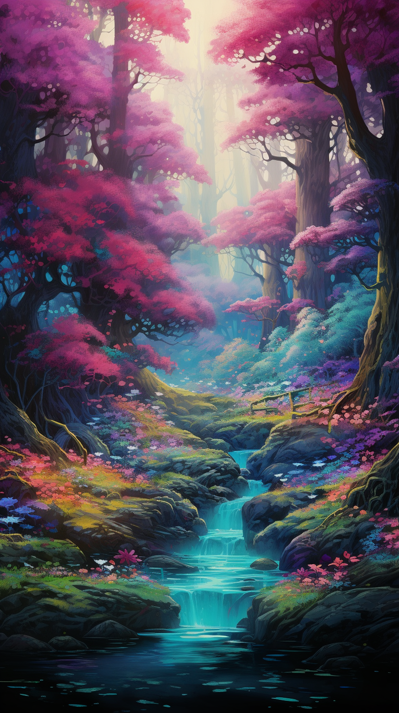 Beautiful Japanese-Inspired Faerie Forest Art