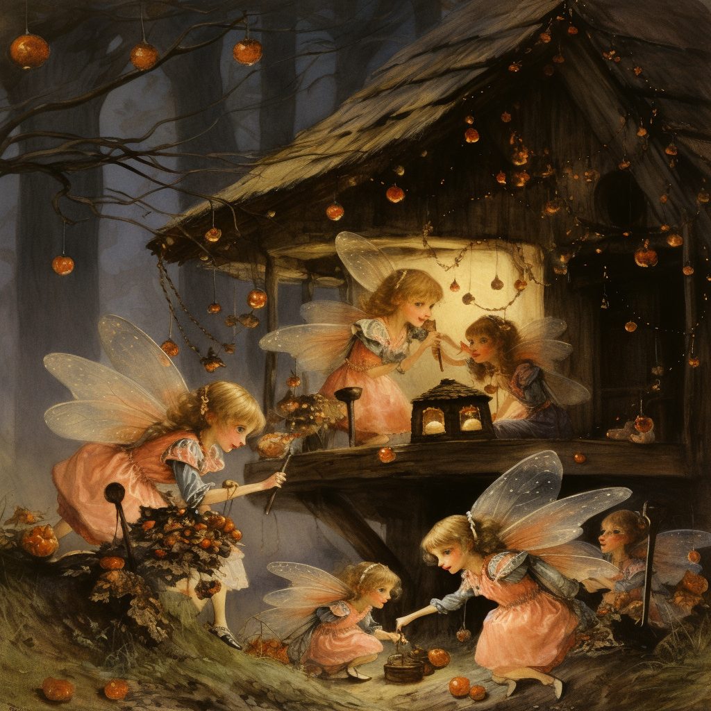 Enchanting fairies celebrating Halloween