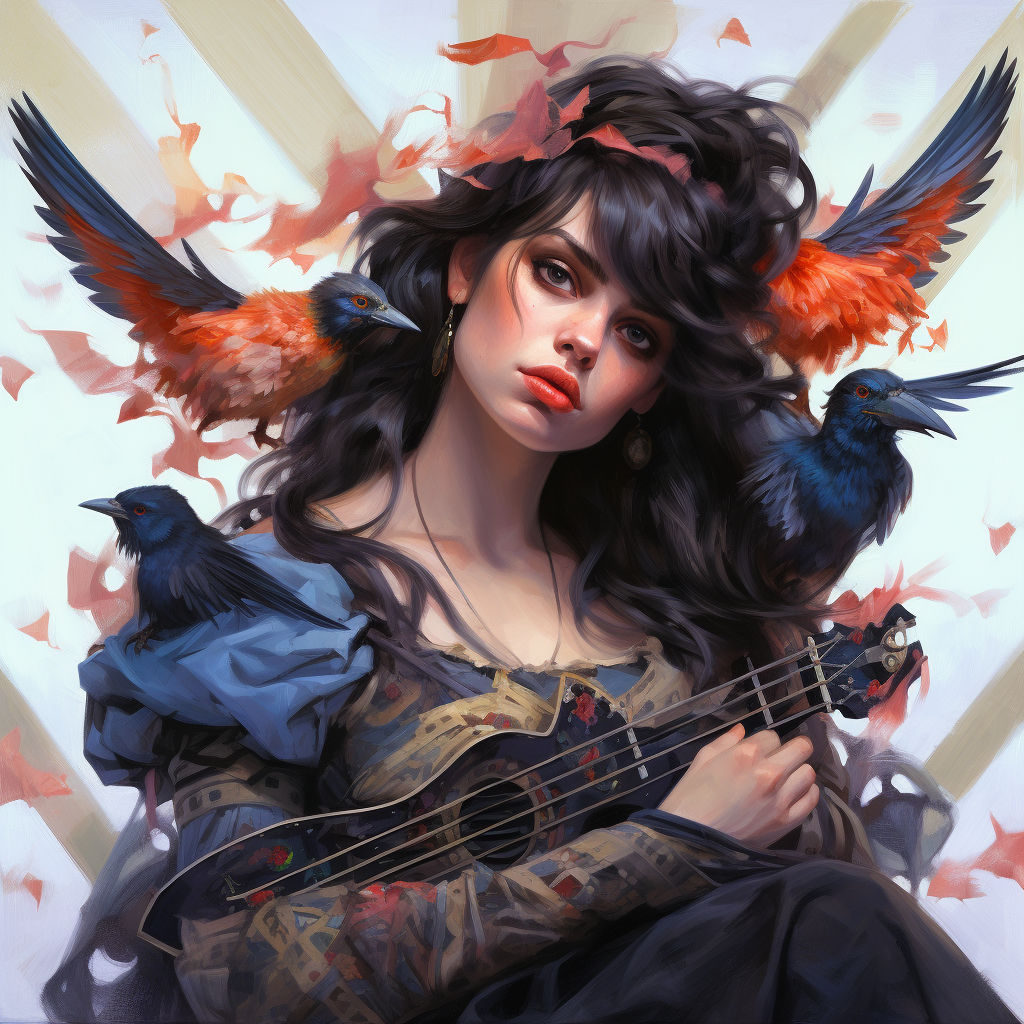 Fairy bard with bird wings