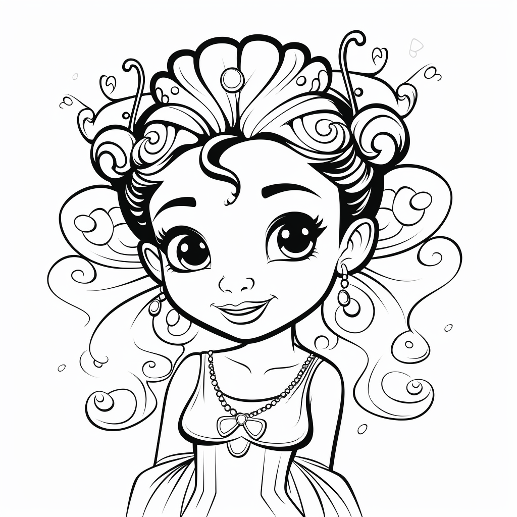 Cute fairy coloring page for kids