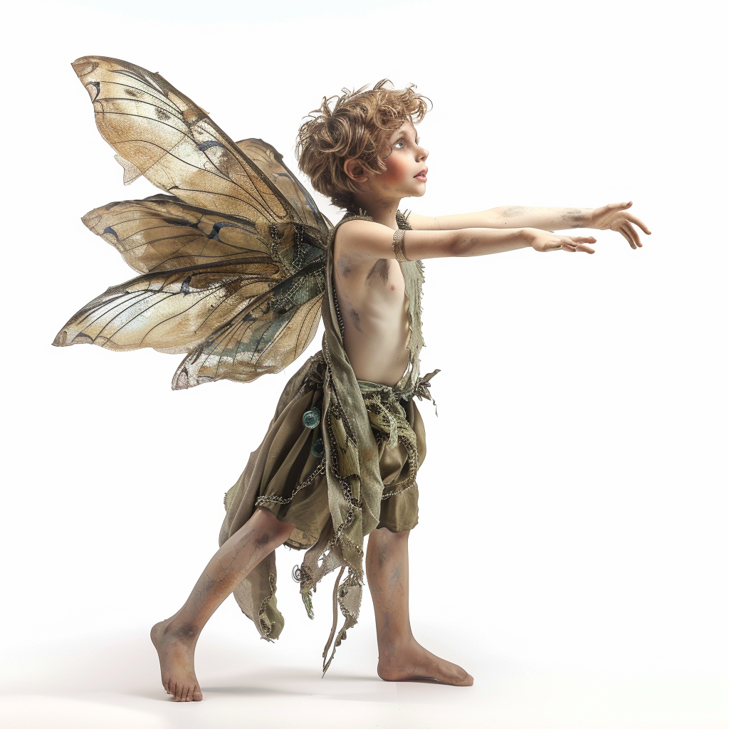 Fairy boy with wings gesticulating