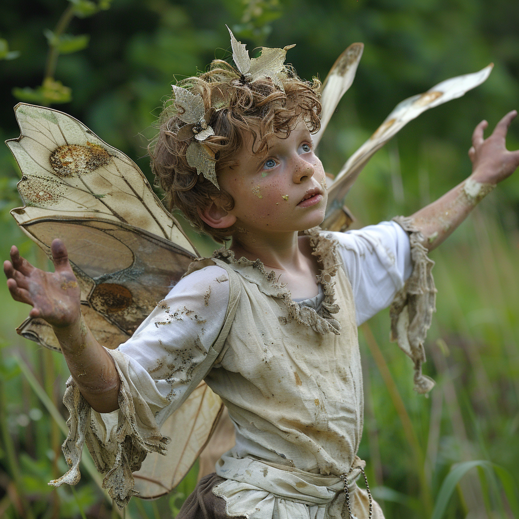 cute fairy boy wings gesturing