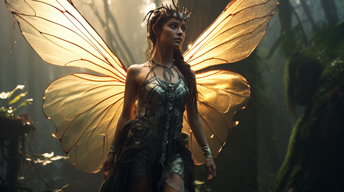 Fairy Druid with Insect Wings in High Fantasy Setting