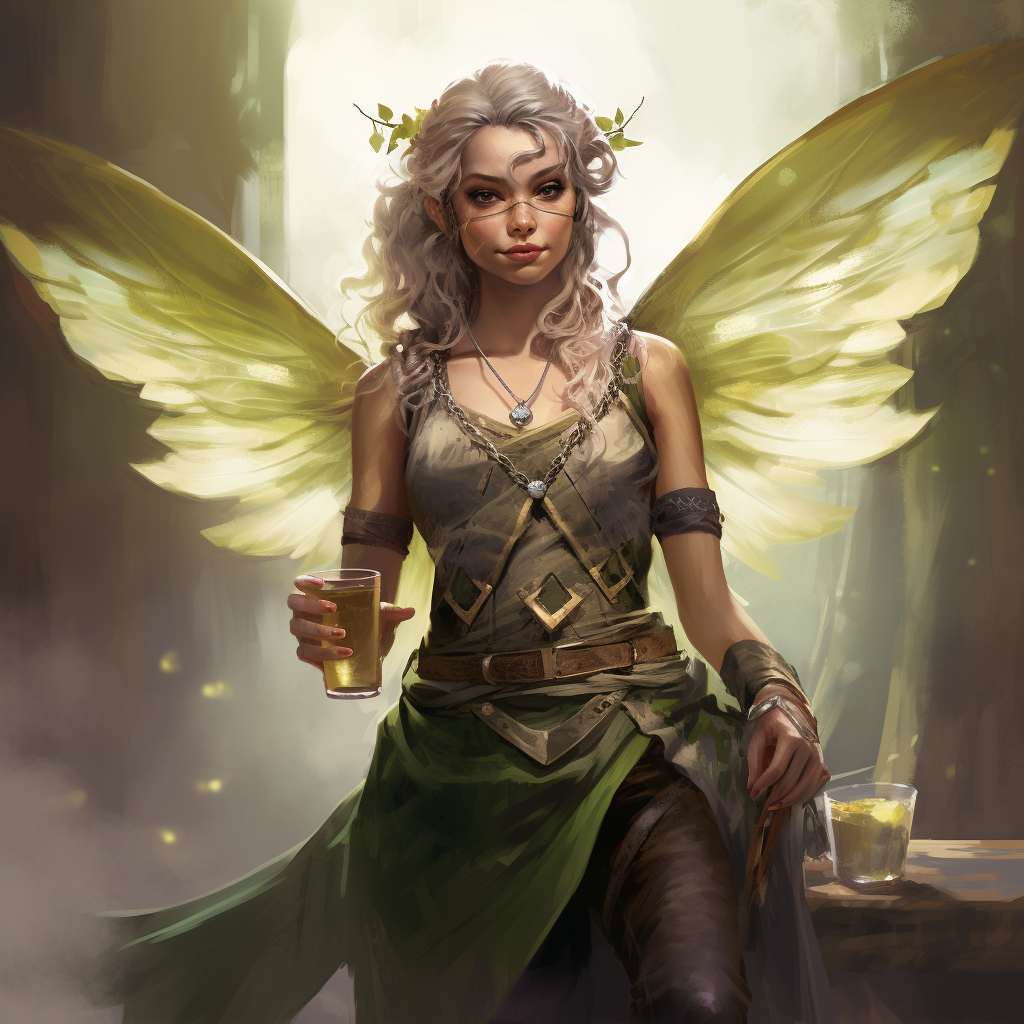 Fairy Druid in Tavern with Glittering Mist