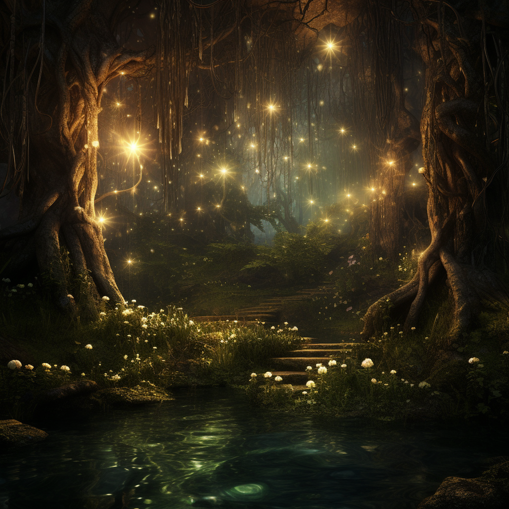 Beautiful fairy forest with dark tones