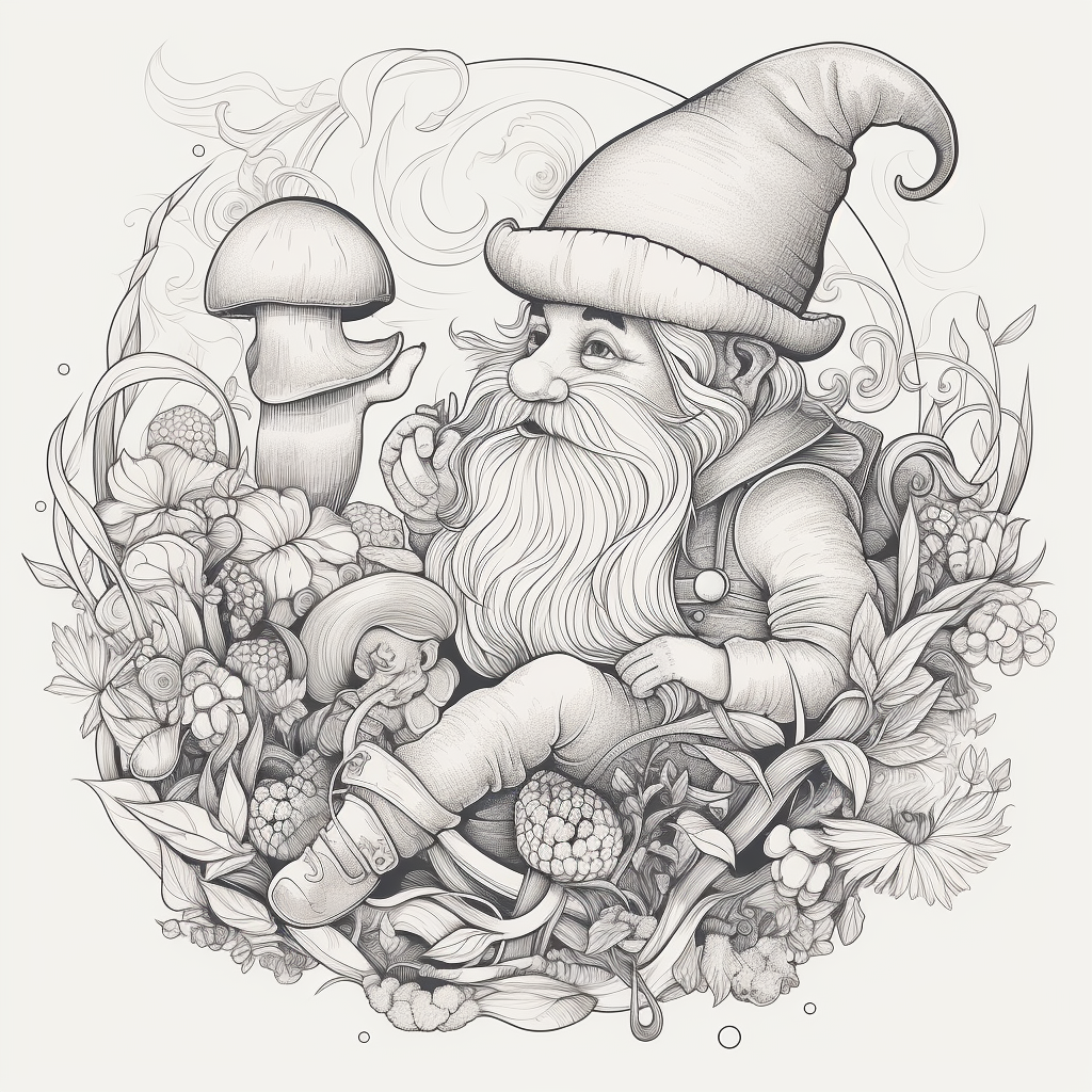 Fairy and gnome coloring page