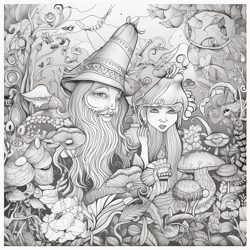 Fairy and Gnome Coloring Page