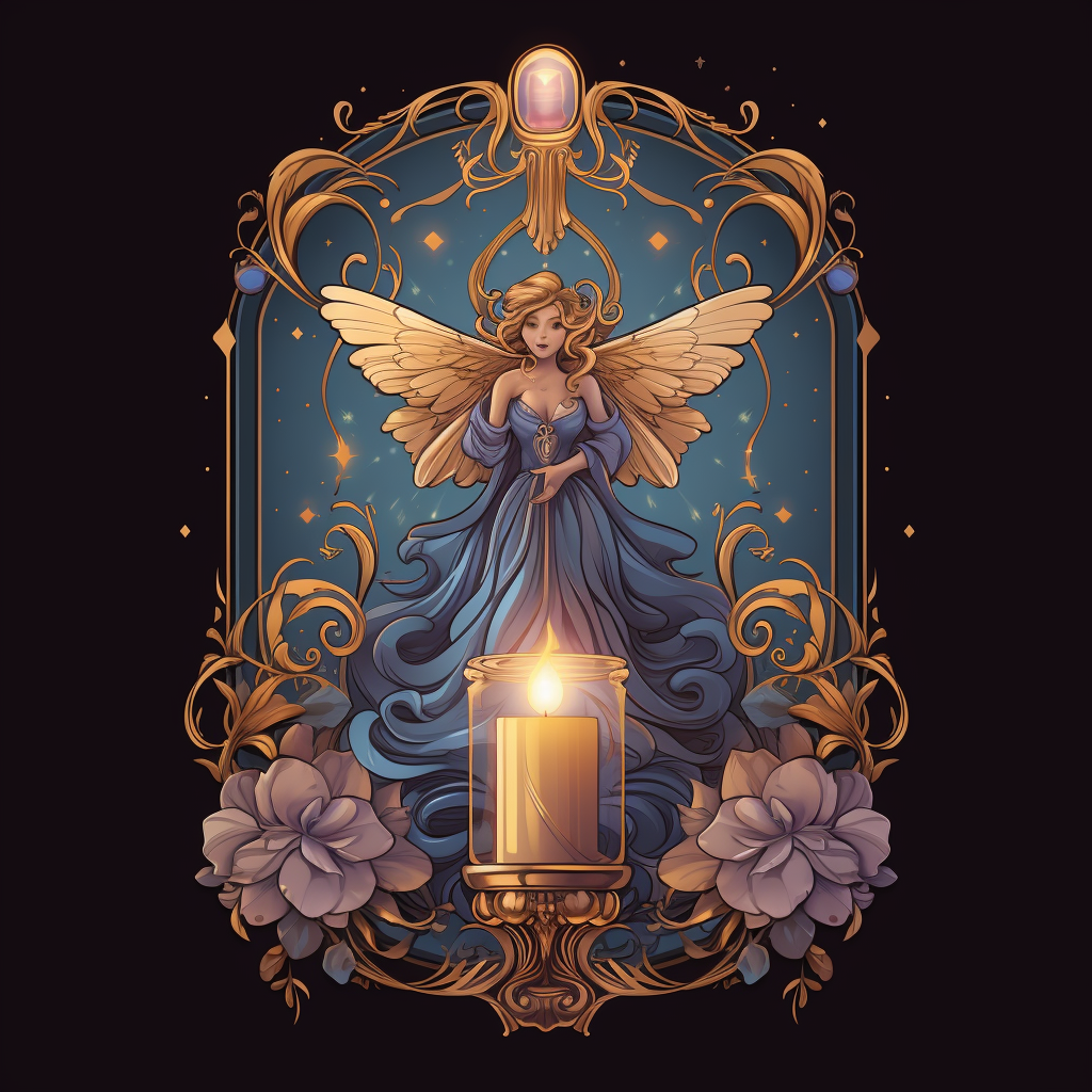 Illustration of a fairy-shaped tarot card candle