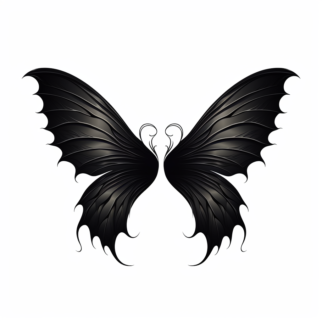 Black Fairy Wings Symbol on White Background