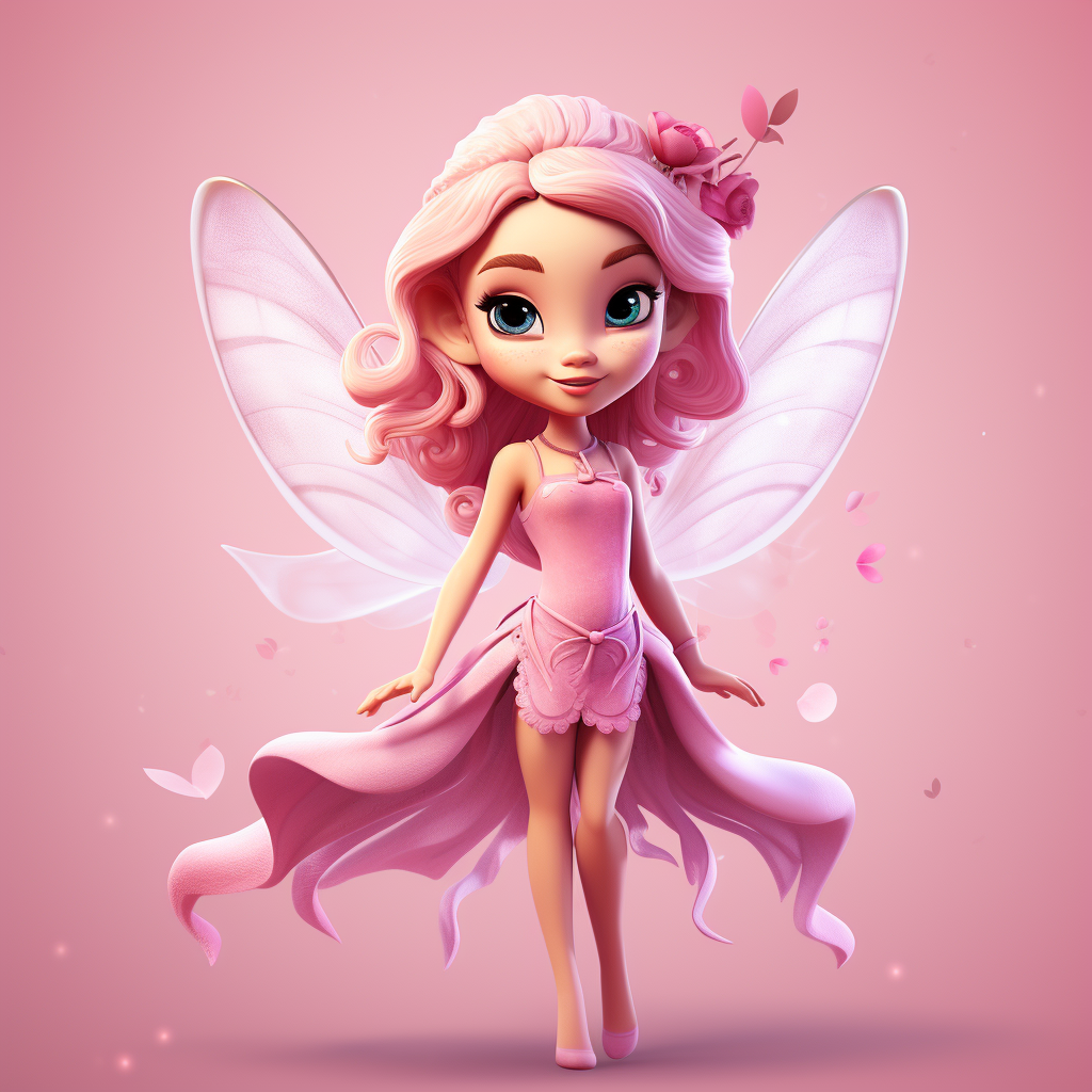 Cute fairy character dreaming in pink