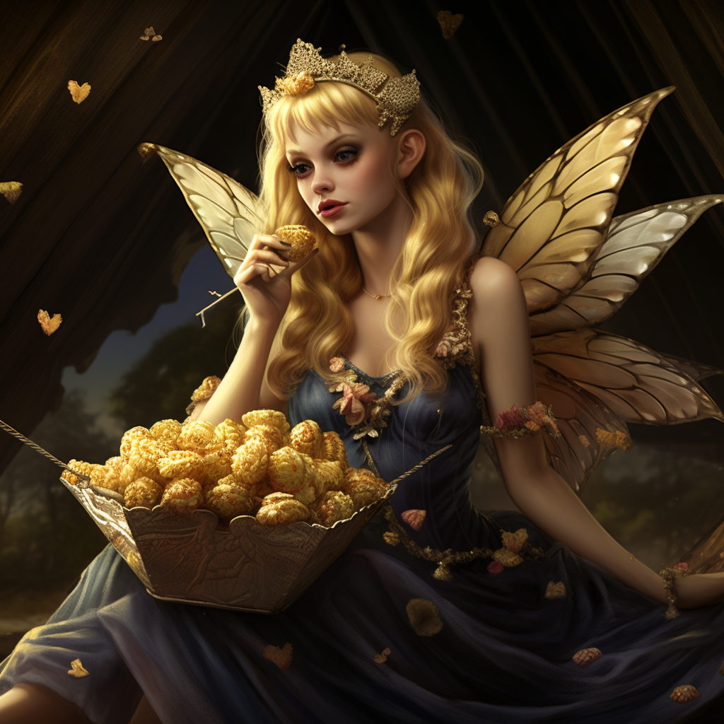 Fairy eating popcorn