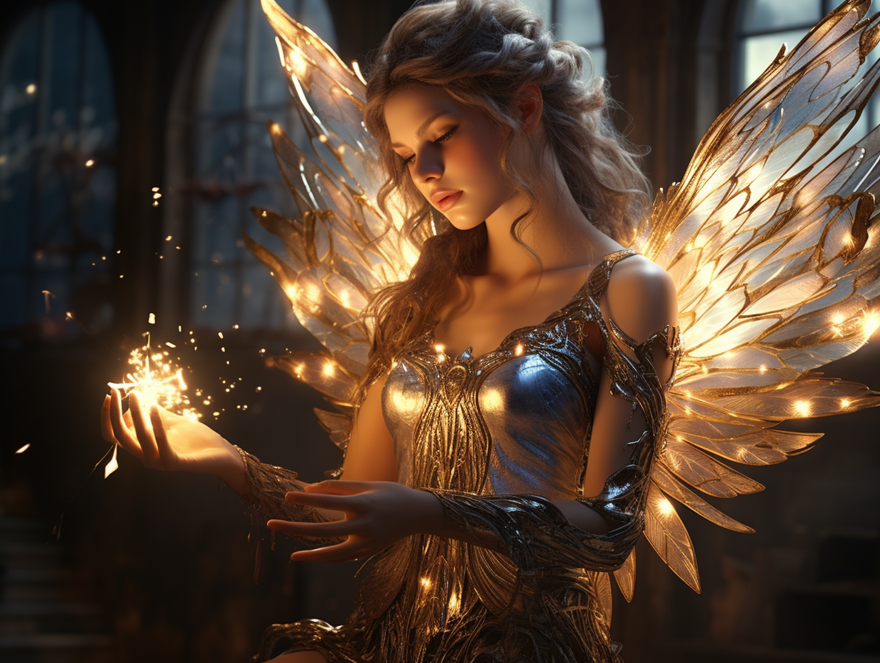 Beautiful Fairy Humanoid with Heart Light