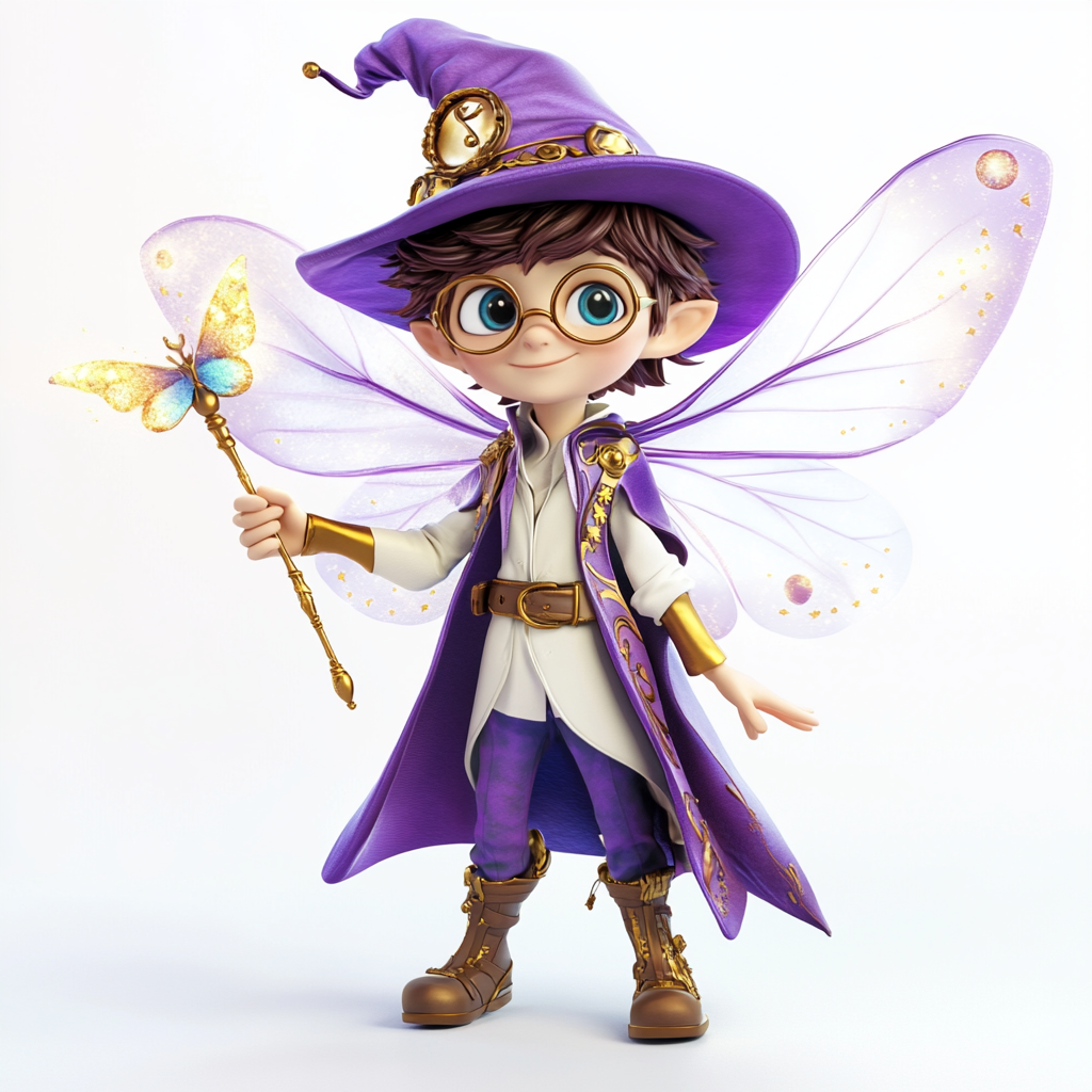 Male fairy wizard with wings