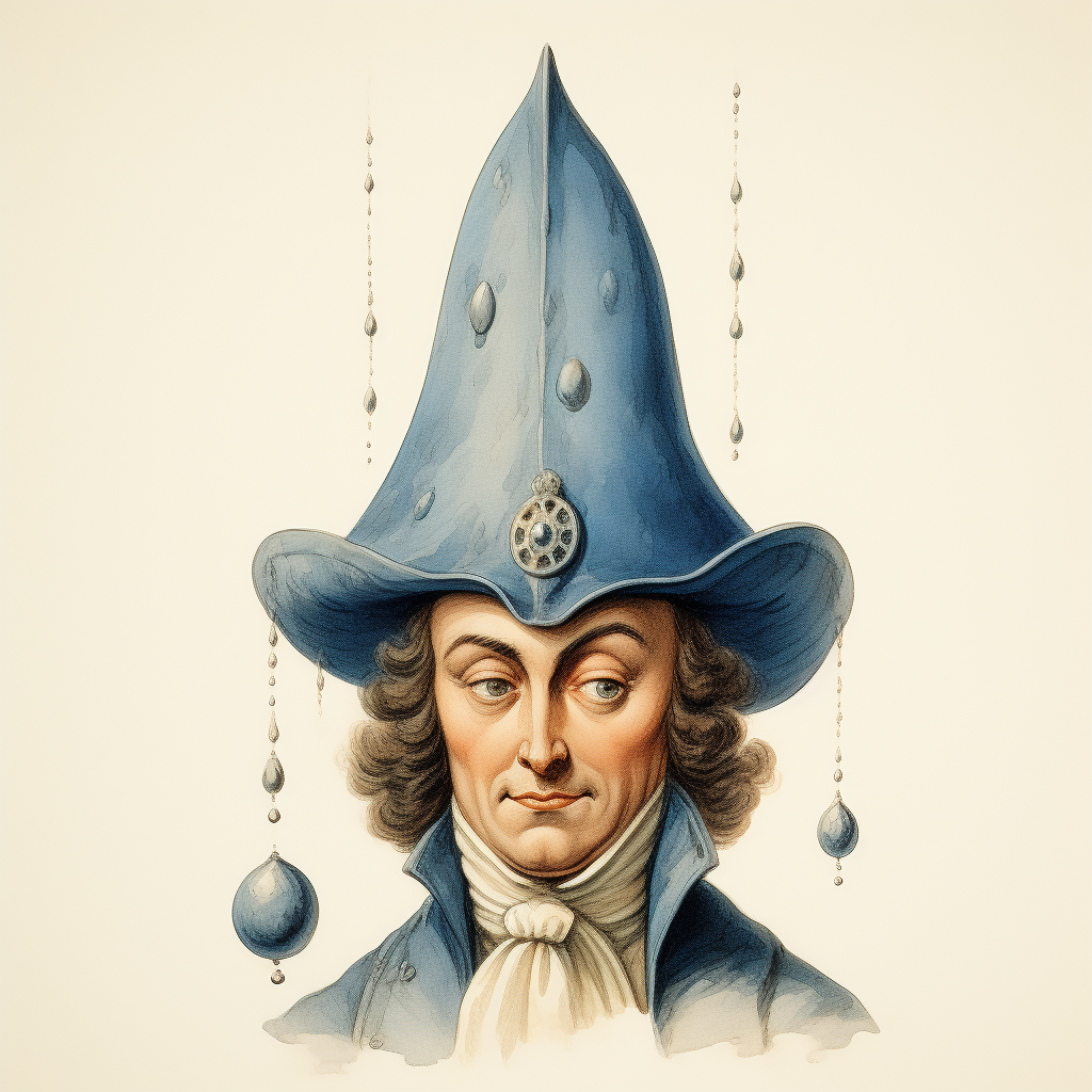 Handsome character in blue droplet hat