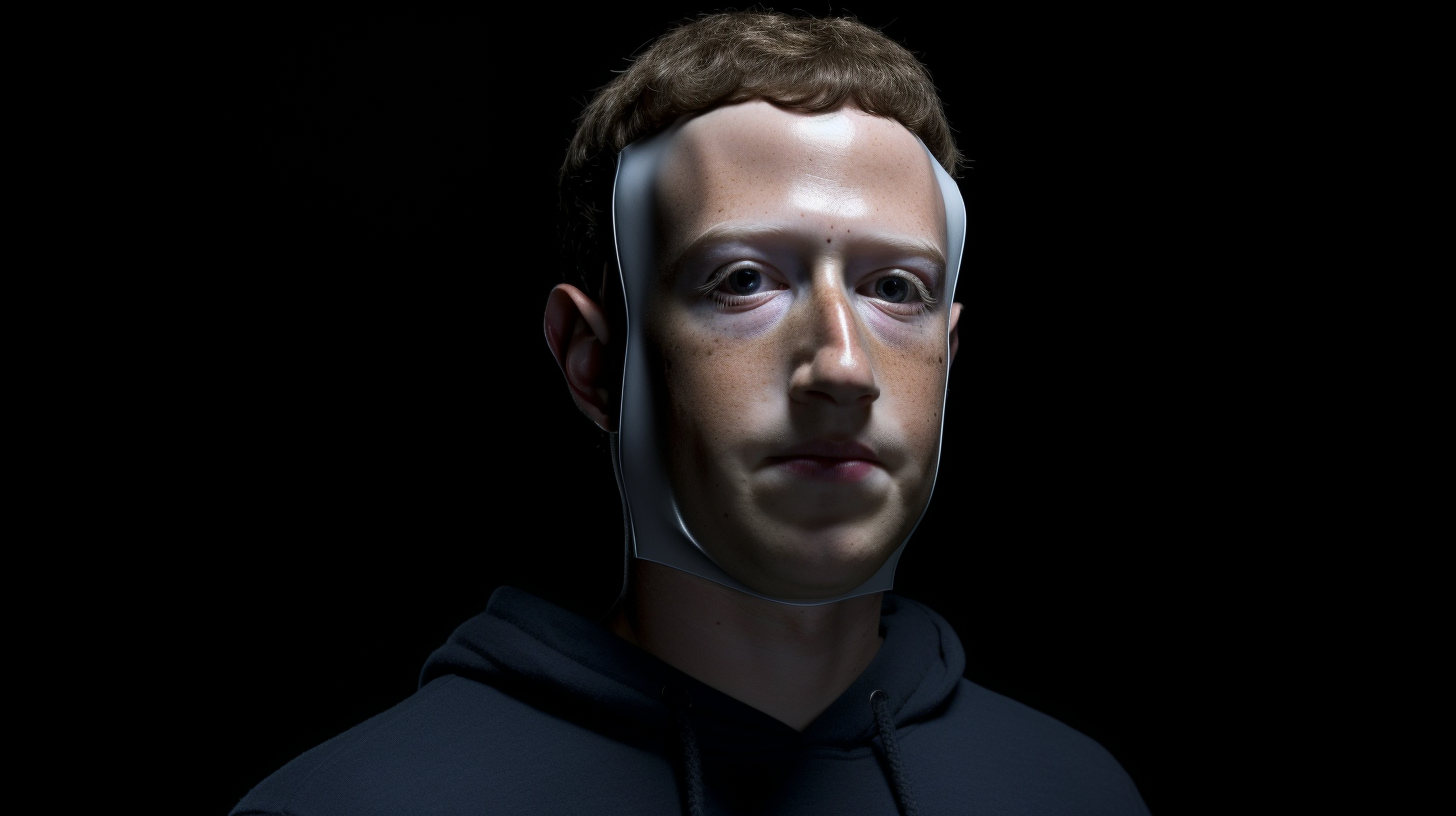 Suspicious person in fake Mark Zuckerberg mask