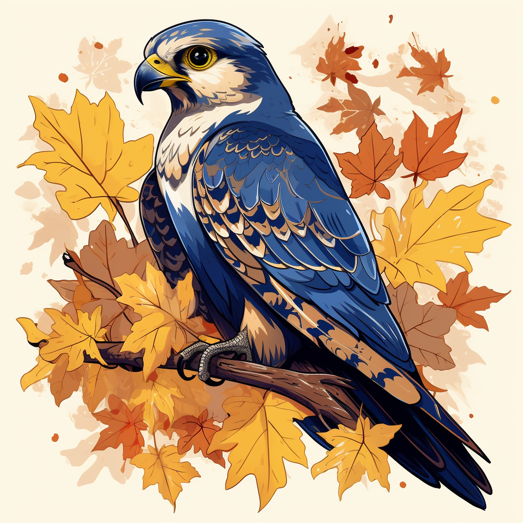 Medium Blue and Yellow Fall Falcon Anime Mascot