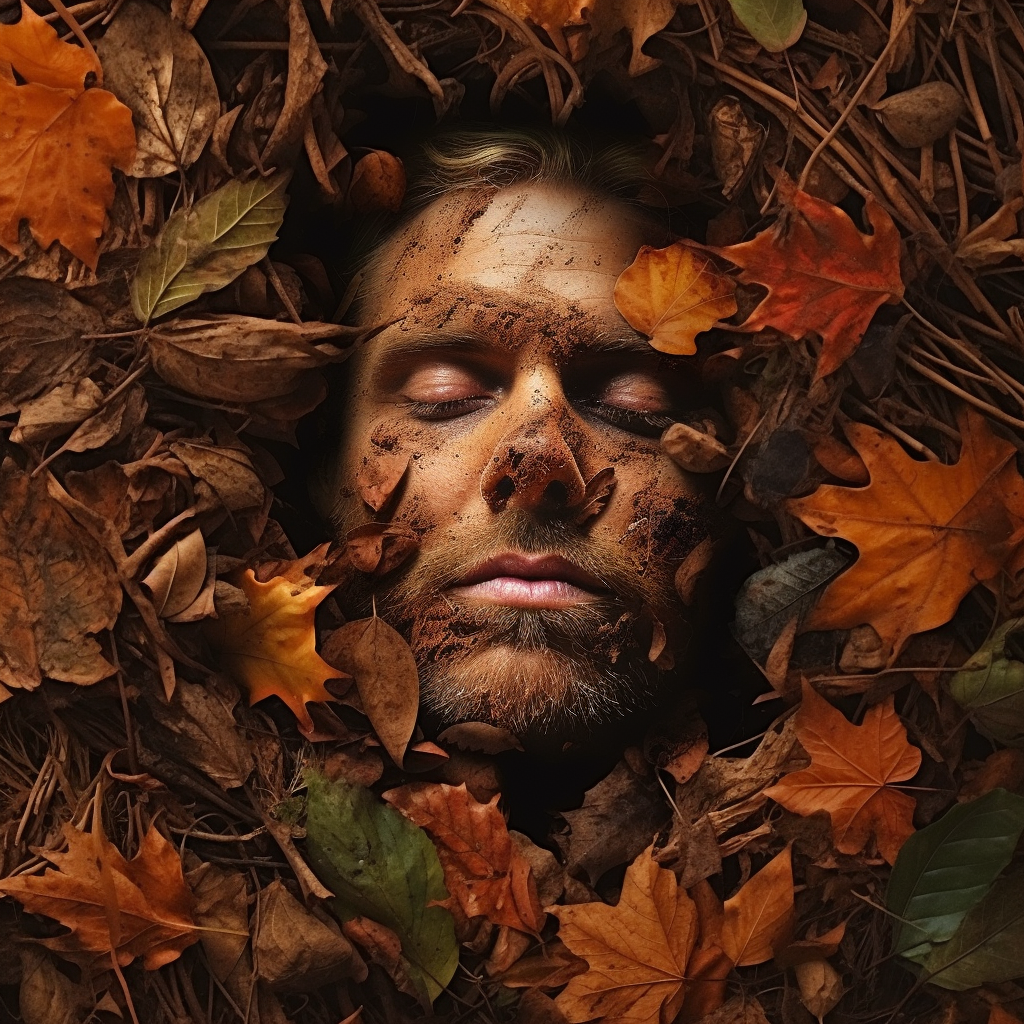 Fall Leaves with Hidden Face Underneath