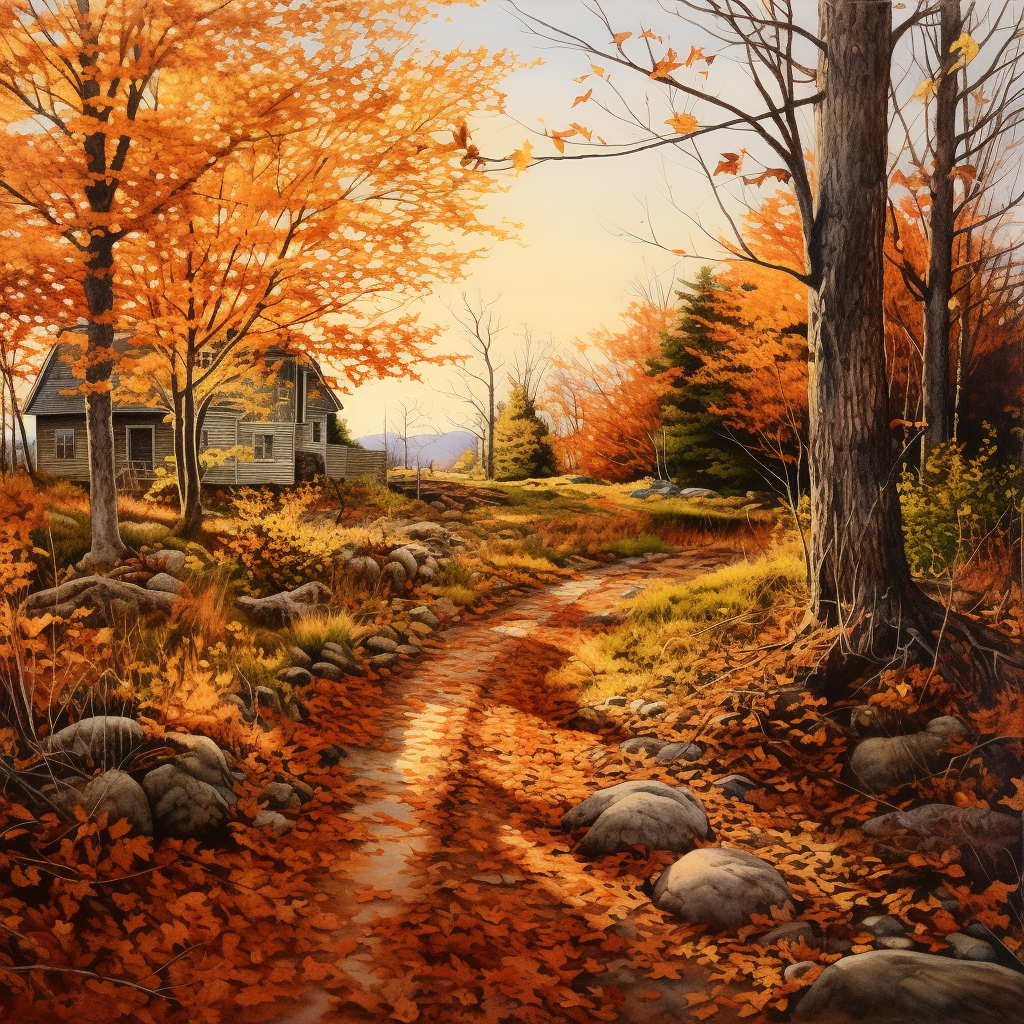 Realistic Fall New England Landscape