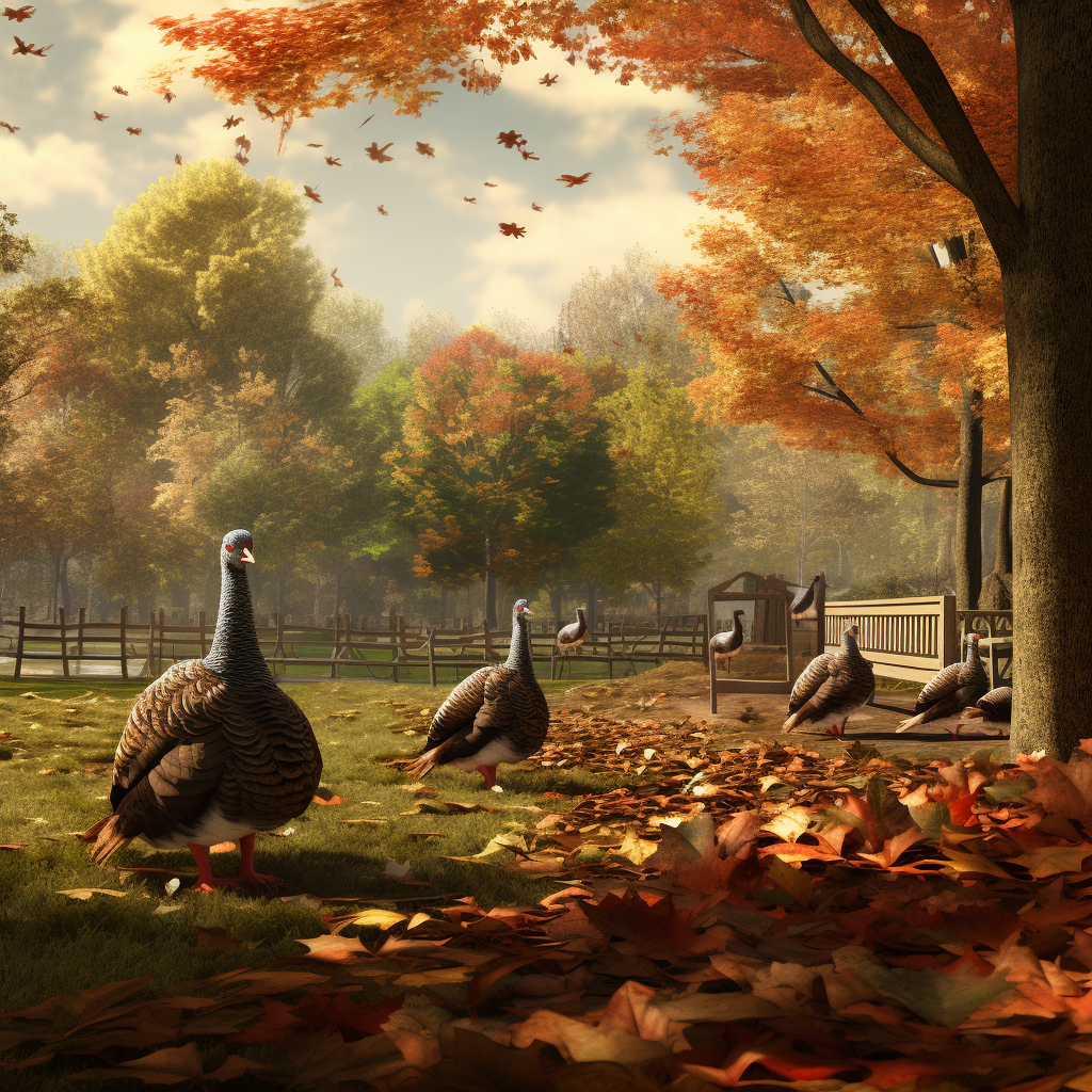 Image of Fall Park with Hidden Turkeys