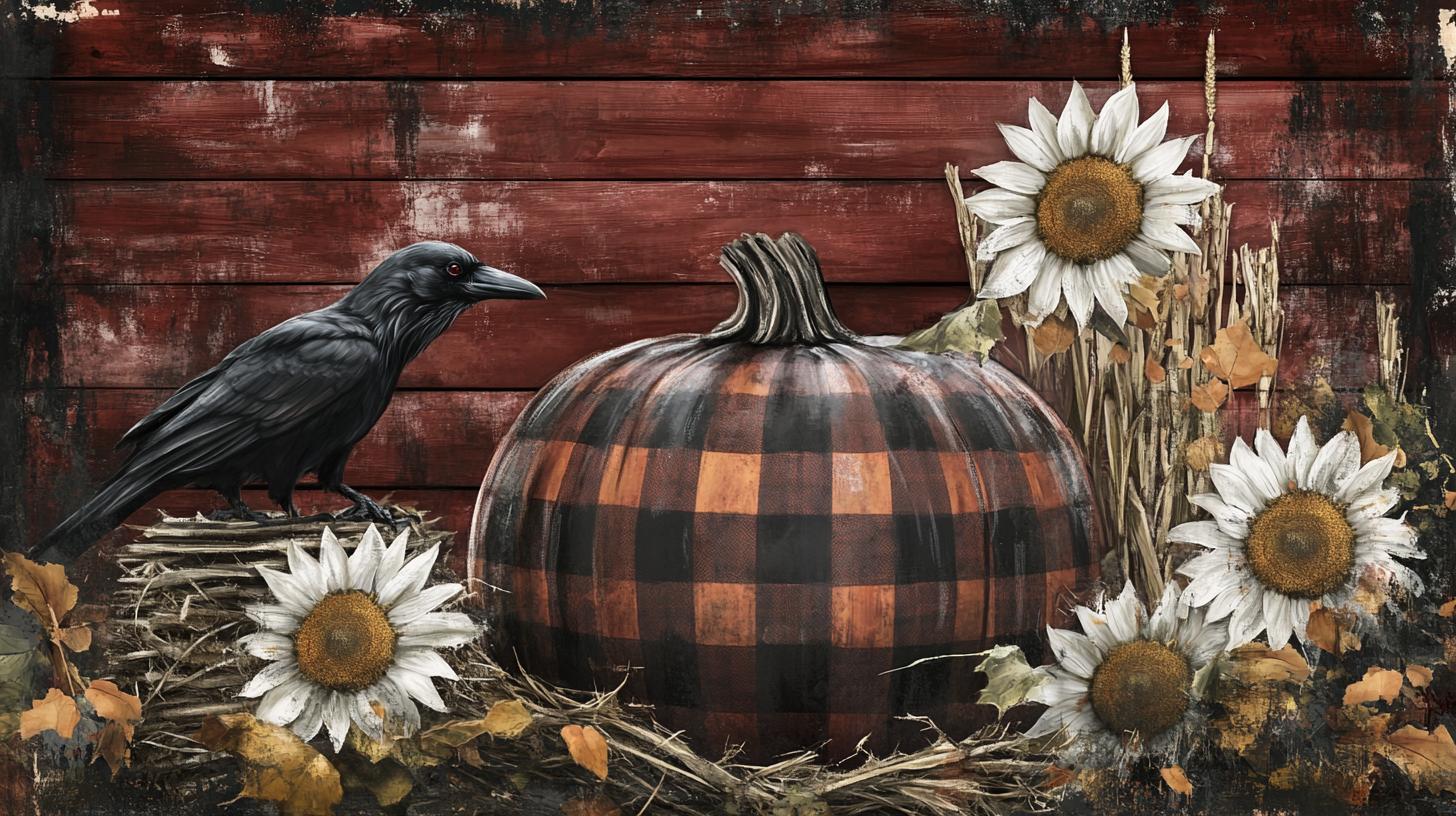 Dark Fall Pumpkin Raven Image