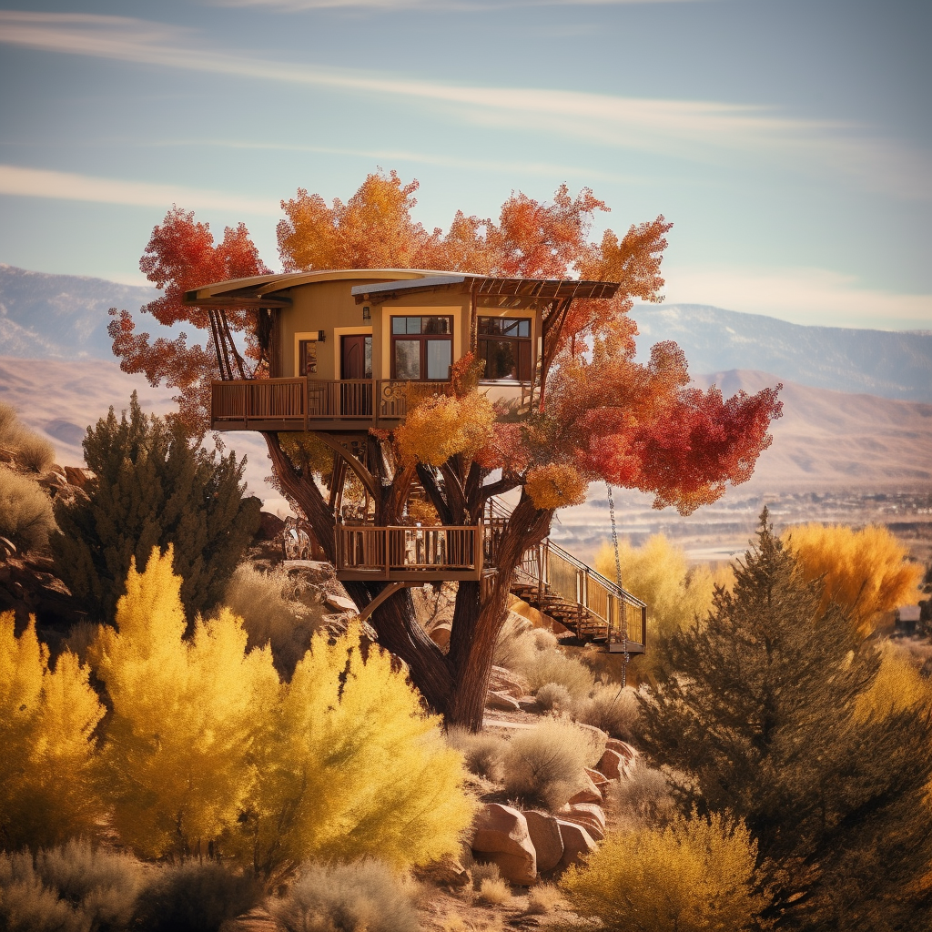 Cozy Fall Treehouse in Warm Colors