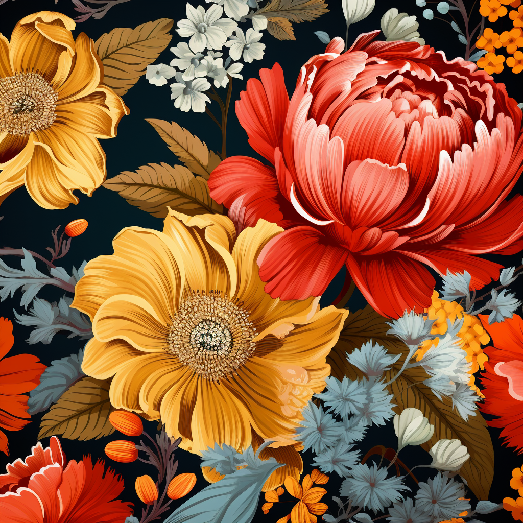 Fashionable fall florals on fabric