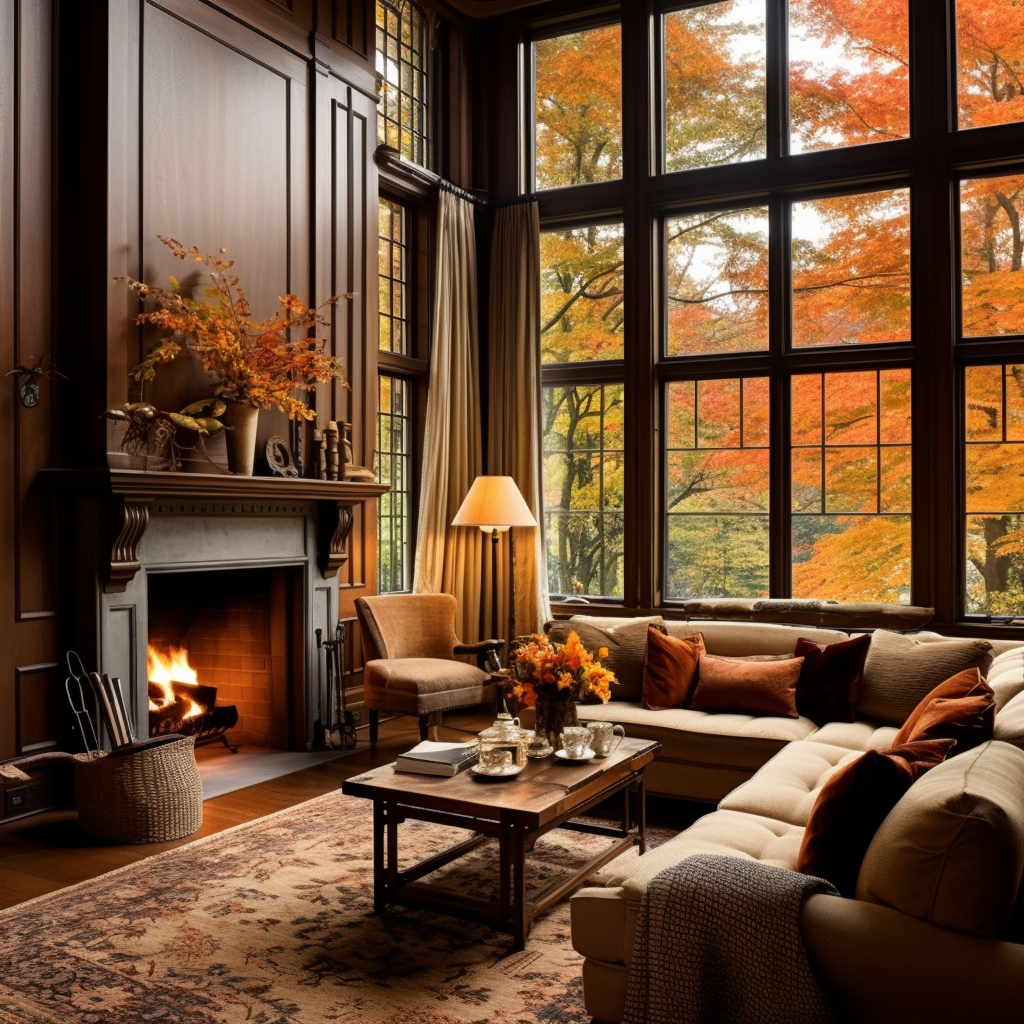 Fall scene in modern classic craftsman home