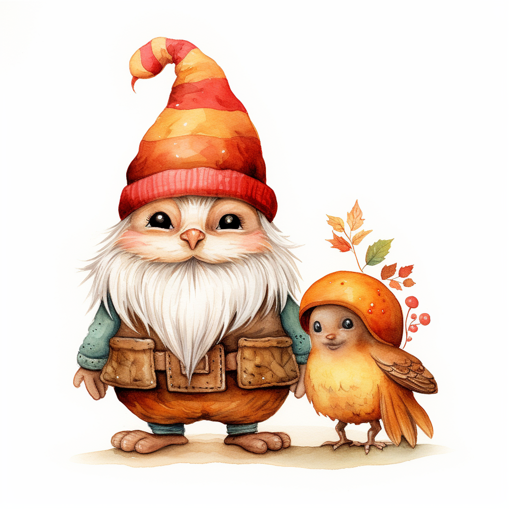 Adorable gnome with Thanksgiving turkey