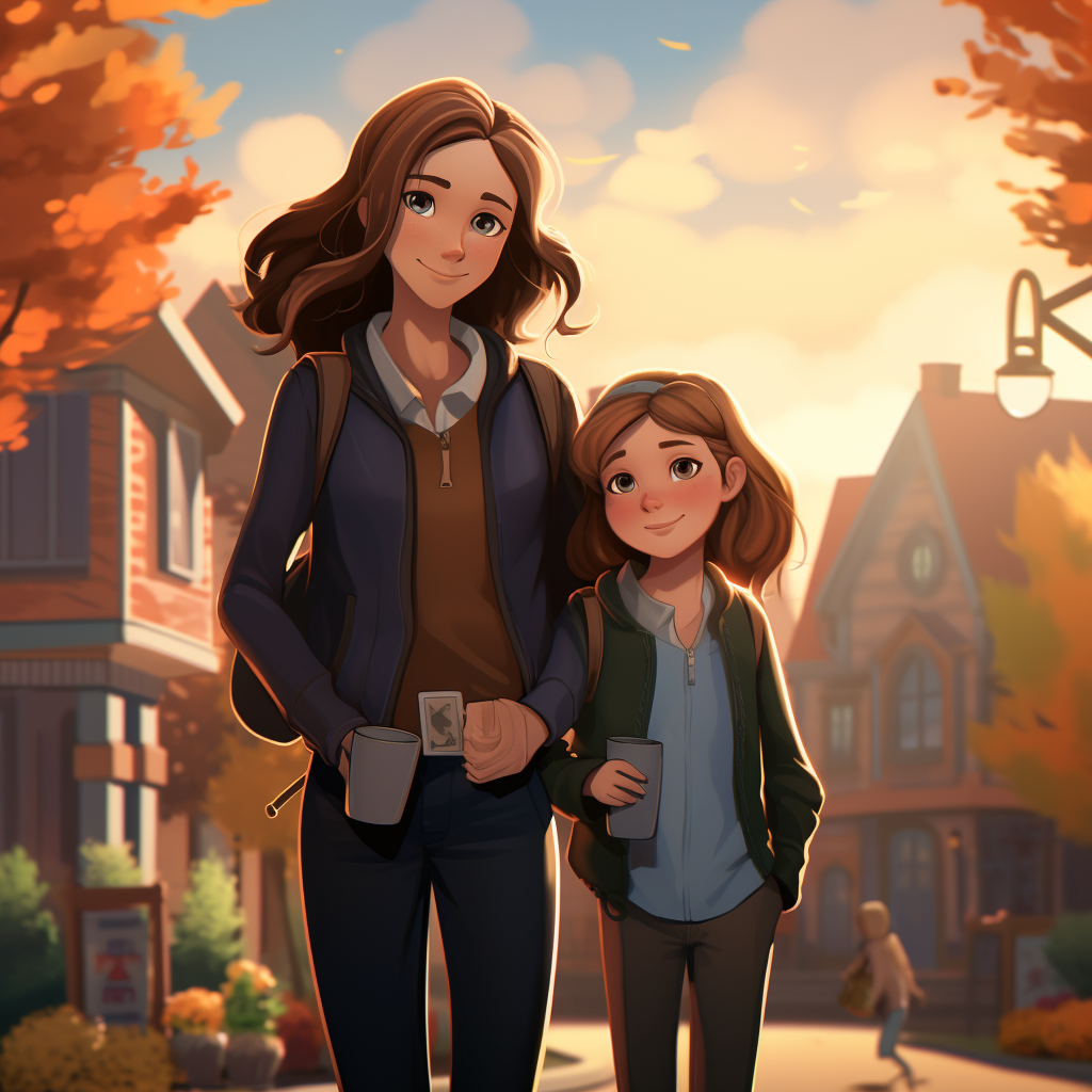 Mother and Daughter Enjoying Fall Vibes with Coffee