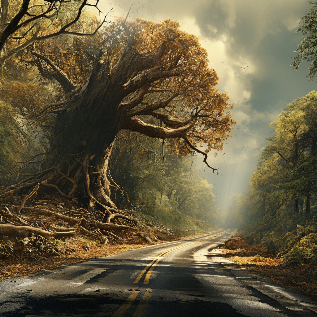 Fallen Tree Blocking Road