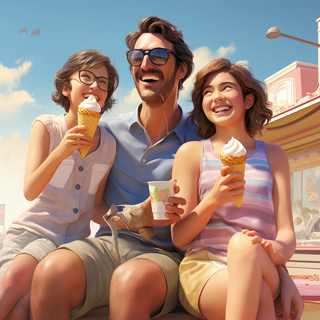 Family Holding Ices Outdoors