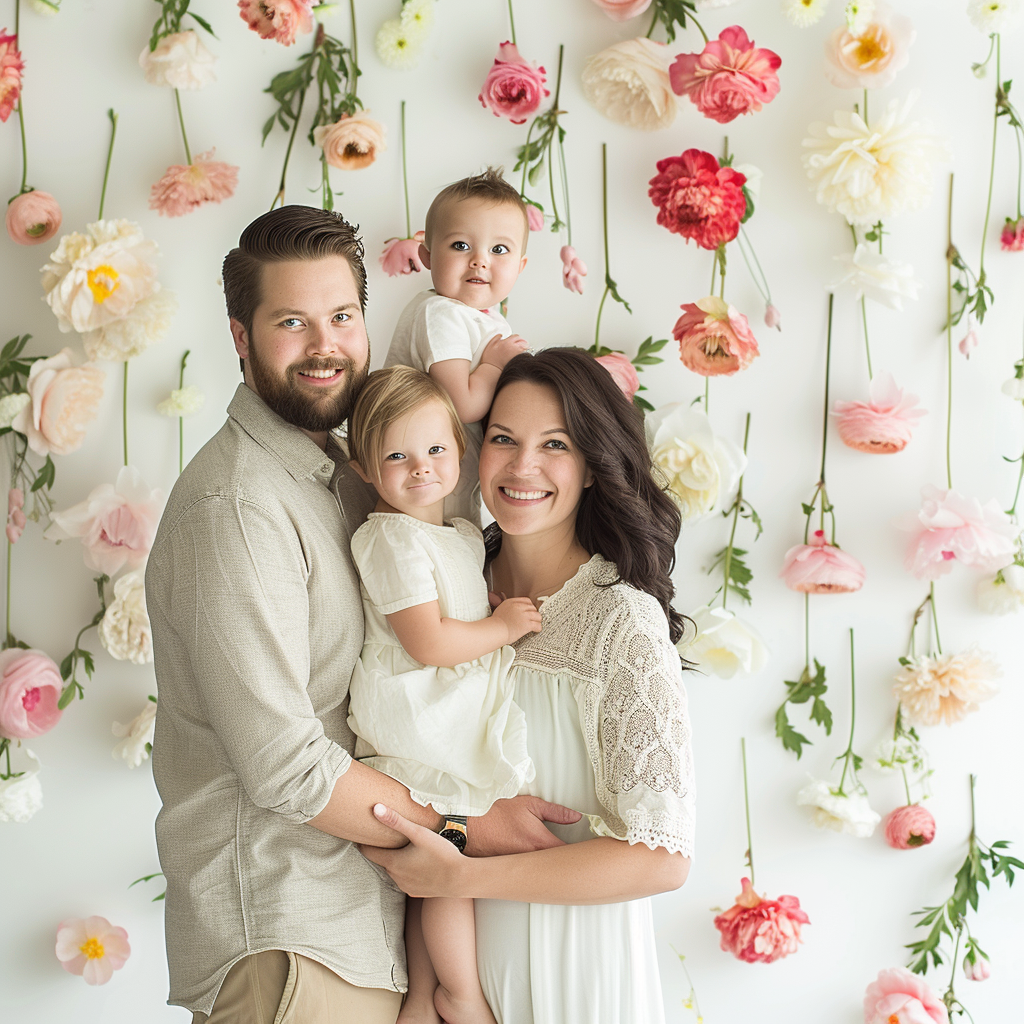 Family Photos with Floating Flowers