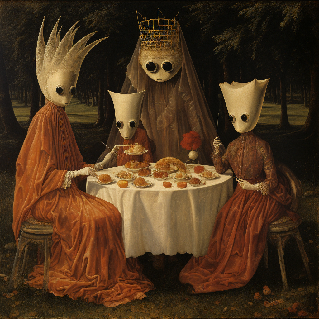 Artwork of a family having a picnic