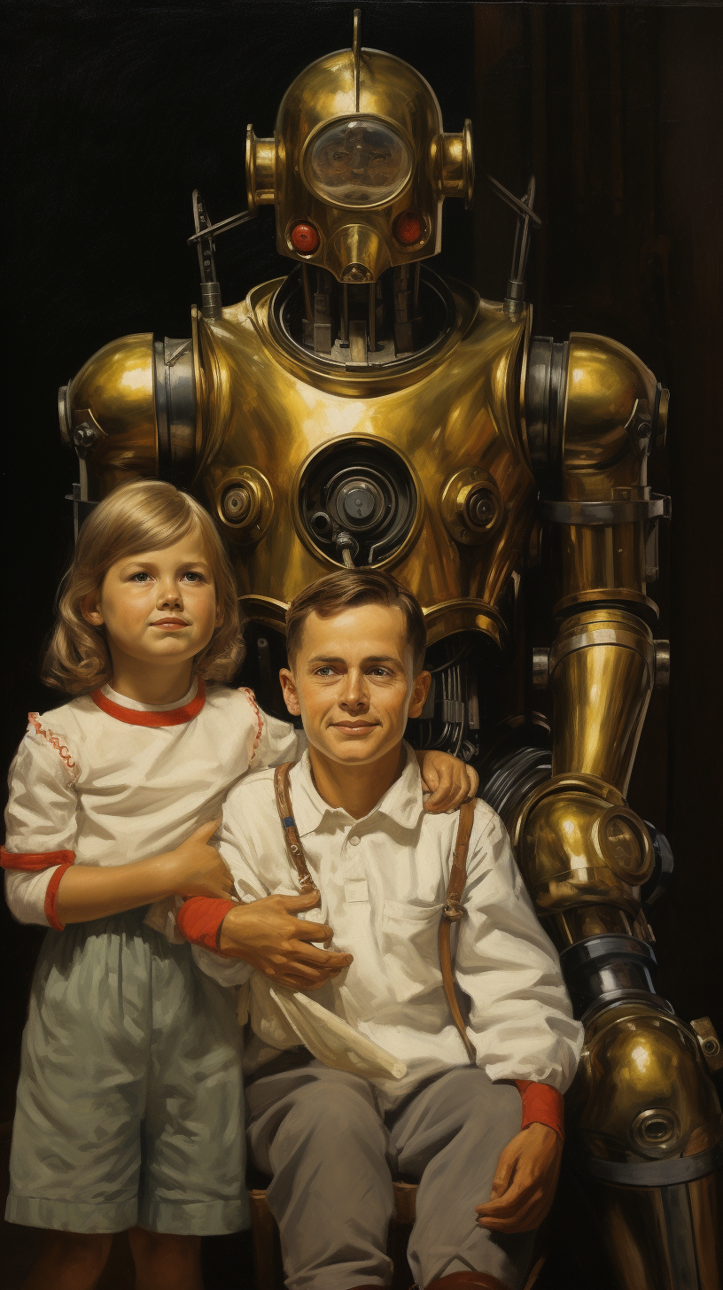 Family with robot children