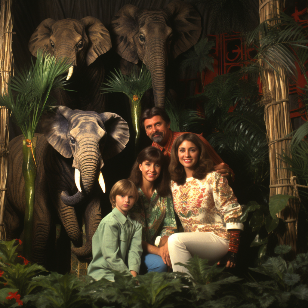 Family posing in Graceland's Jungle Room