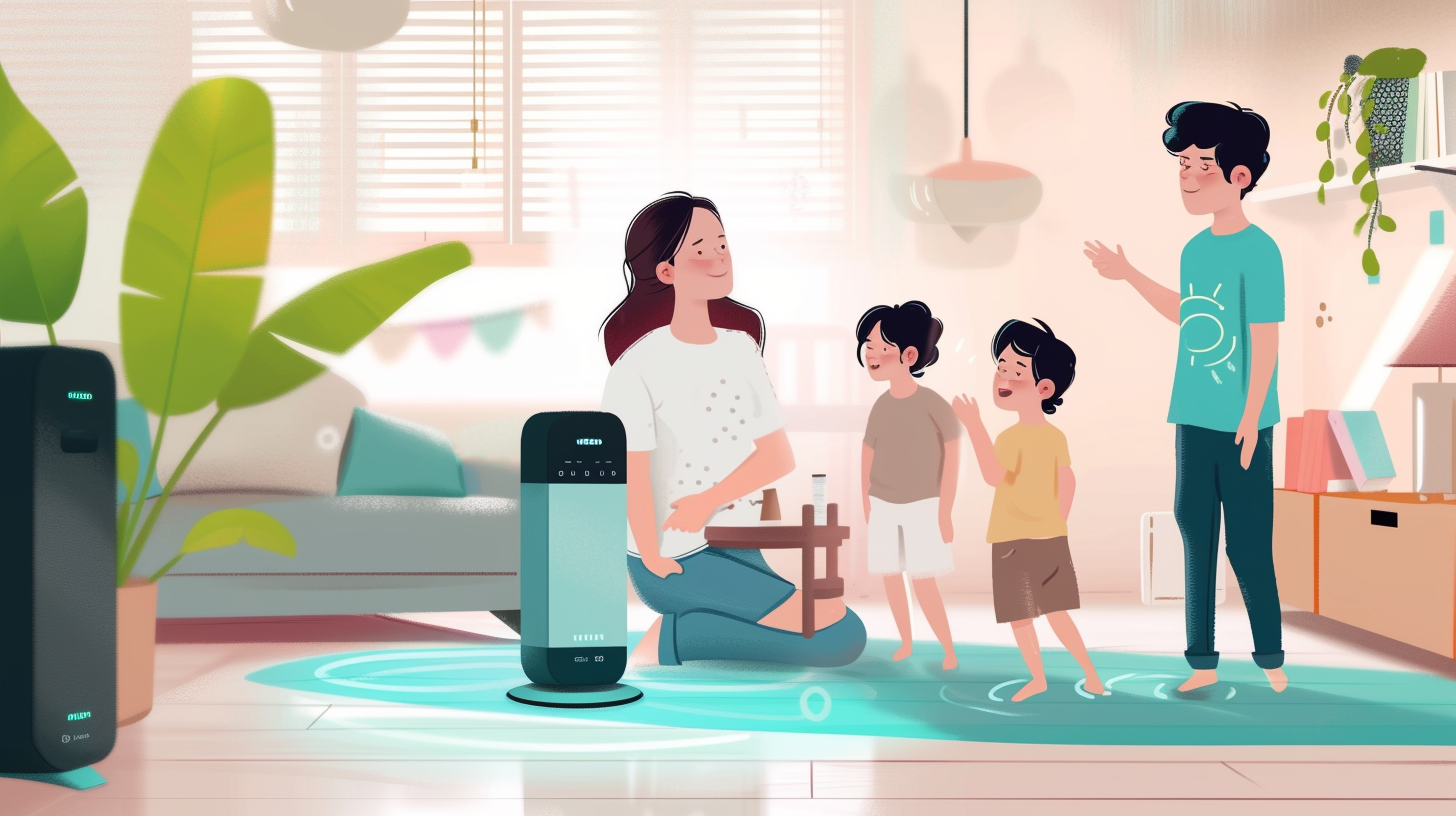 Family interacting with AI assistant