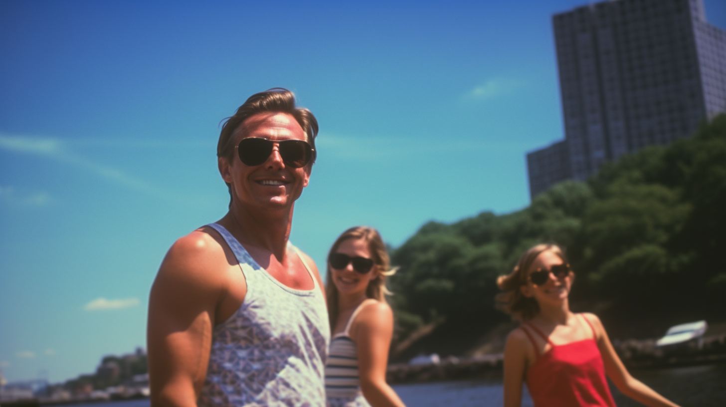 Family Swimsuits on Hudson River