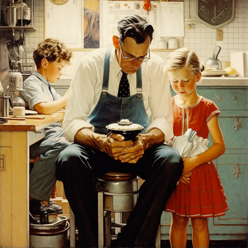 Norman Rockwell Family Unit painting