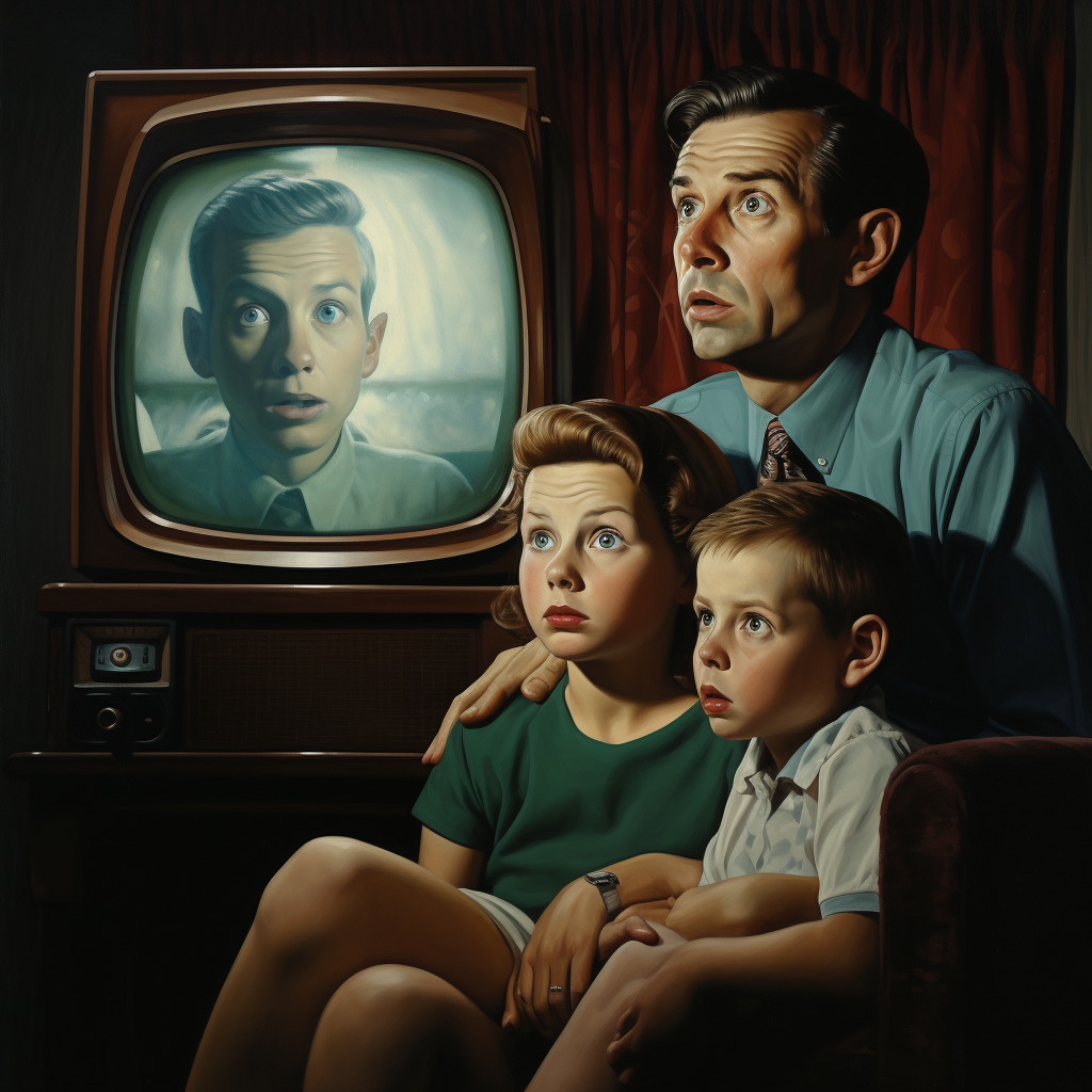 Family enjoying television entertainment together