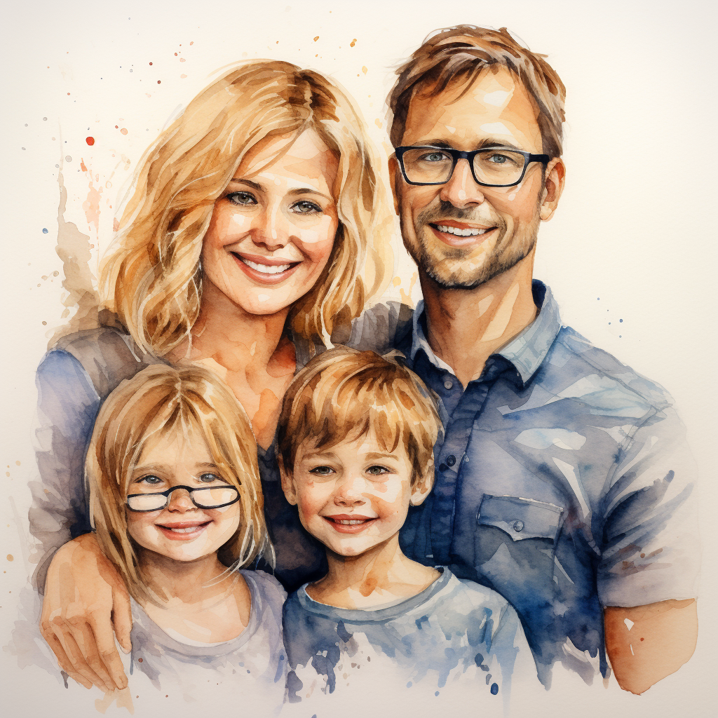 Happy family enjoying watercolor painting