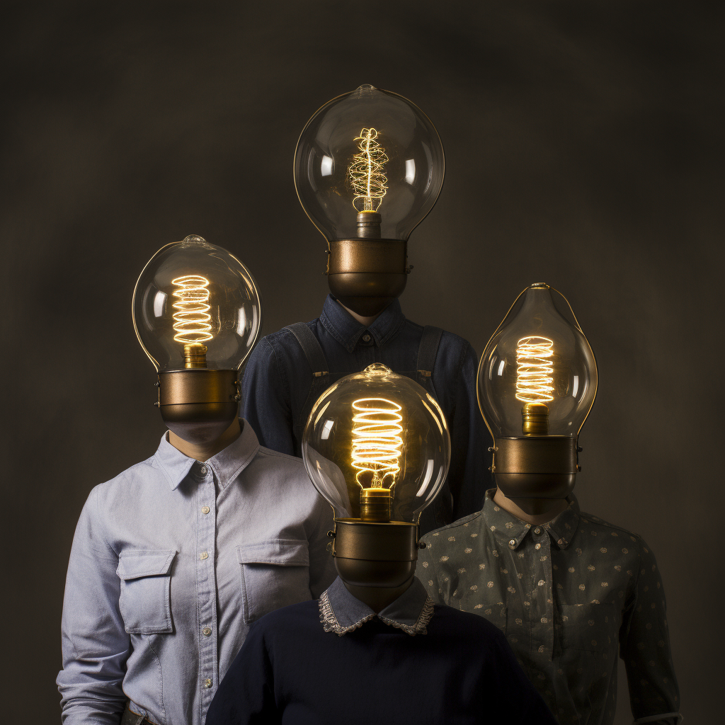 Family with Lightbulbs Head Image