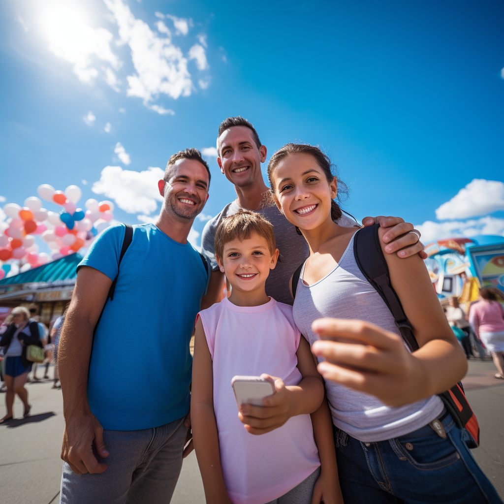 Family enjoying theme park adventure