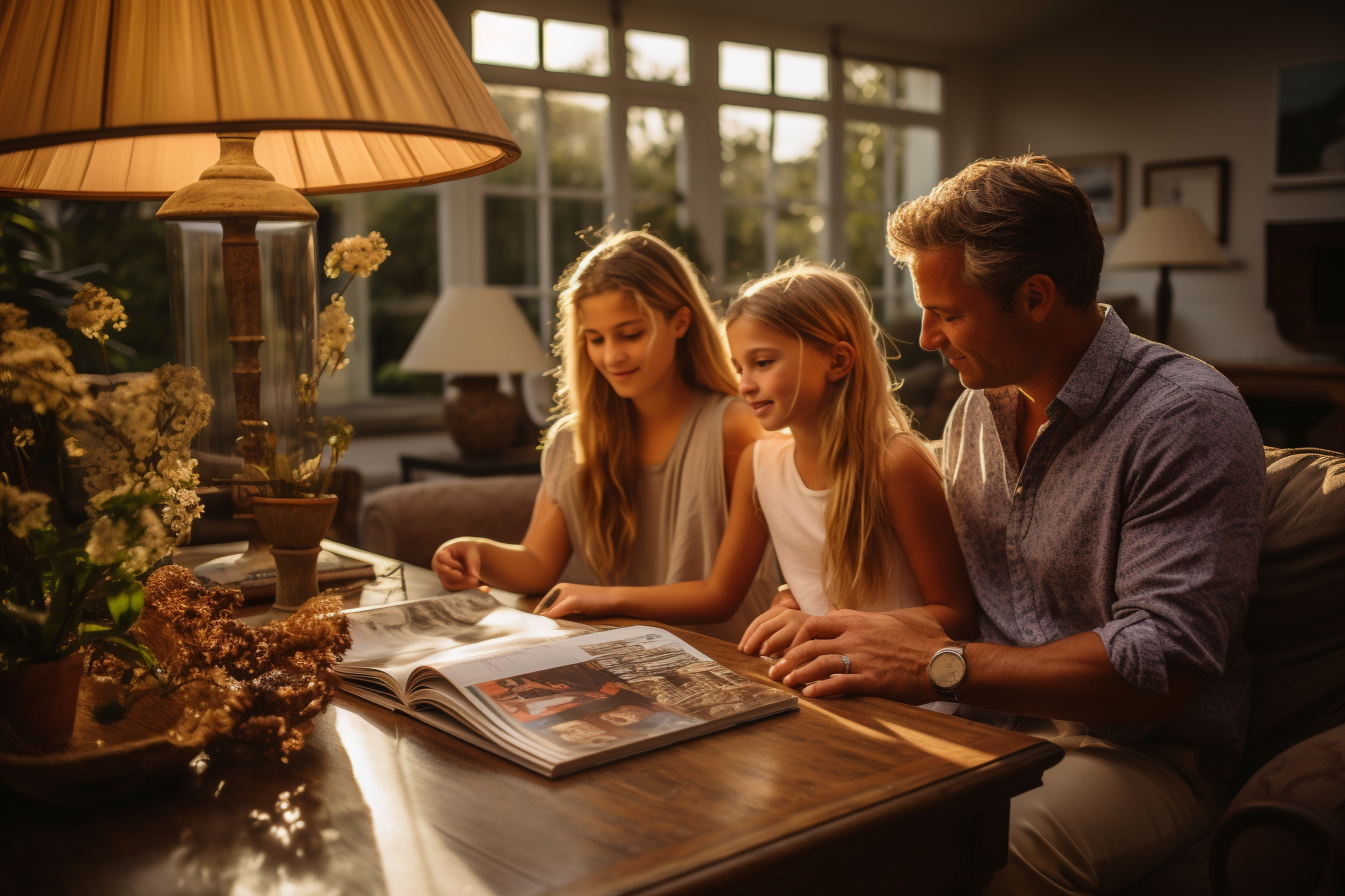 Family enjoying memories from France