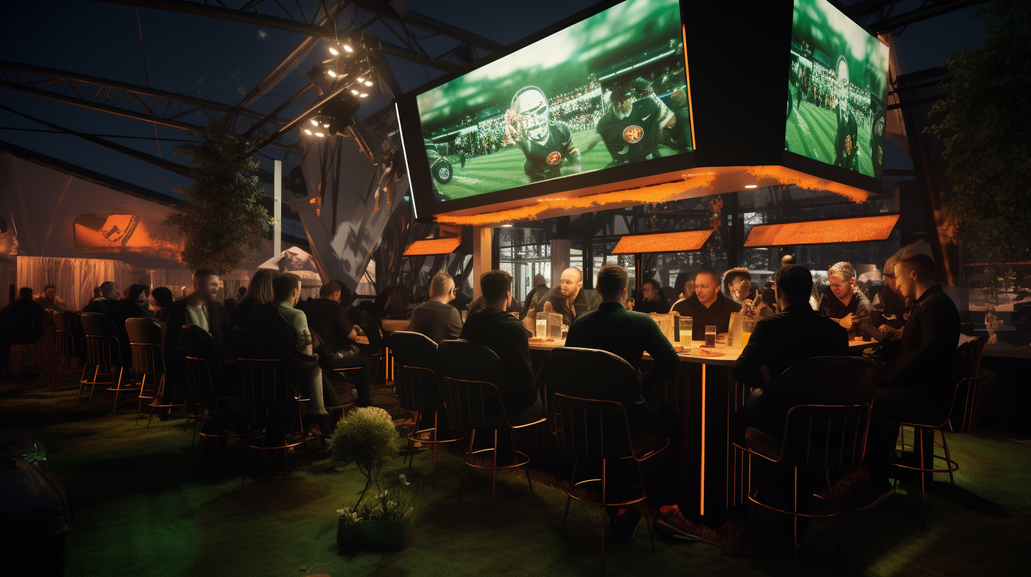 German fans cheering at fan zone bar