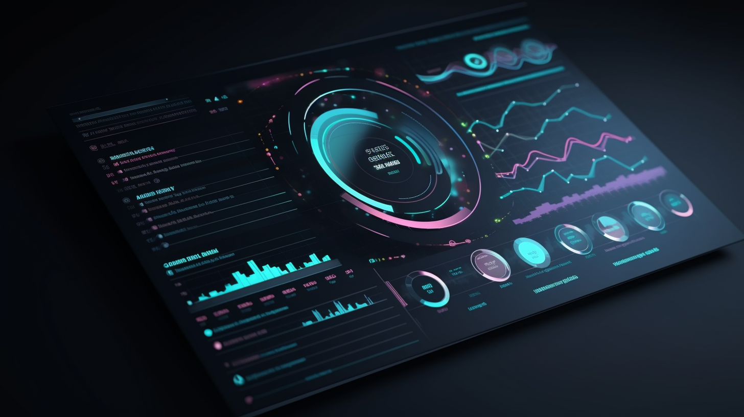 Futuristic financial report with analytics charts