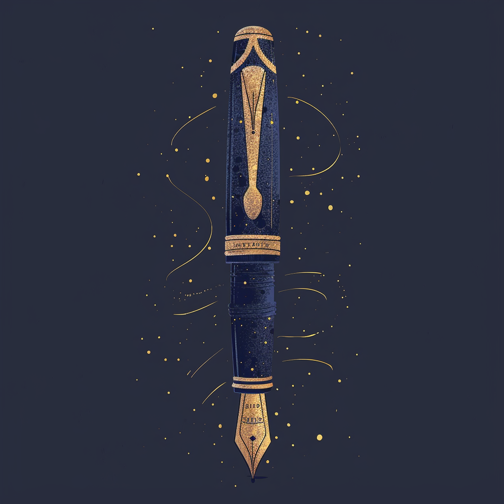 Fancy Blue Fountain Pen Graphic