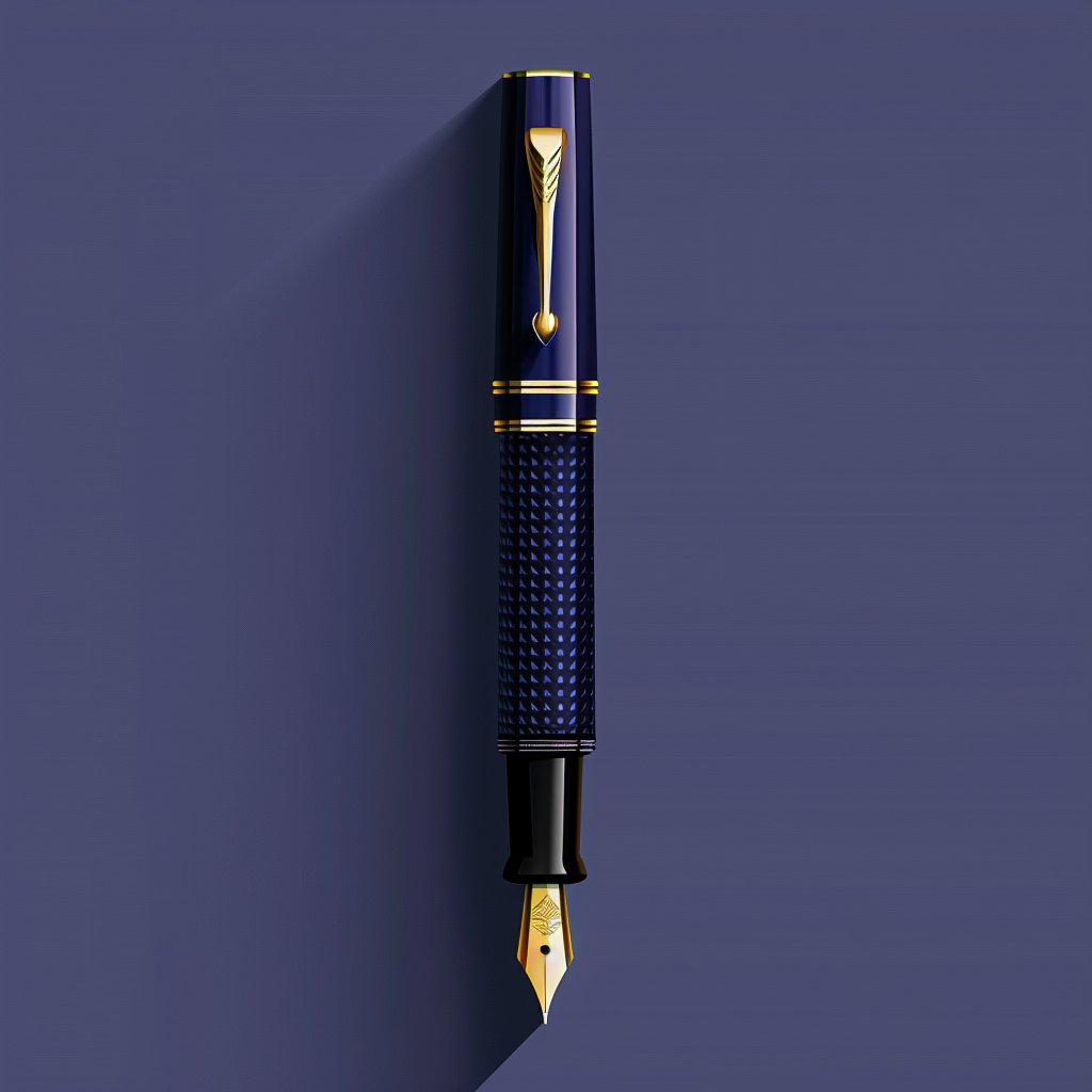 Elegant blue fountain pen graphic